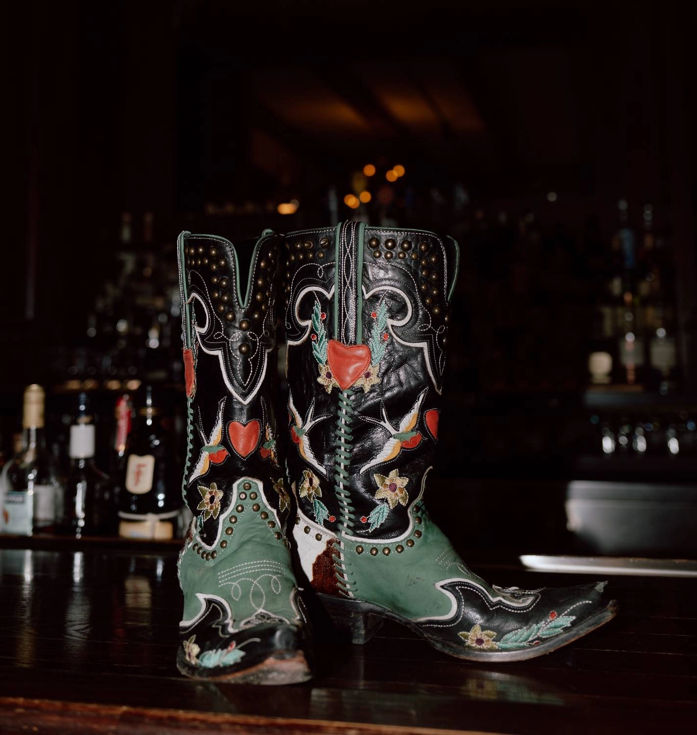 Women's Midnight Cowboy Boots In Black/ Turquoise