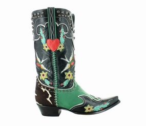 Women's Midnight Cowboy Boots In Black/ Turquoise Top-rated Womens Boots outlet