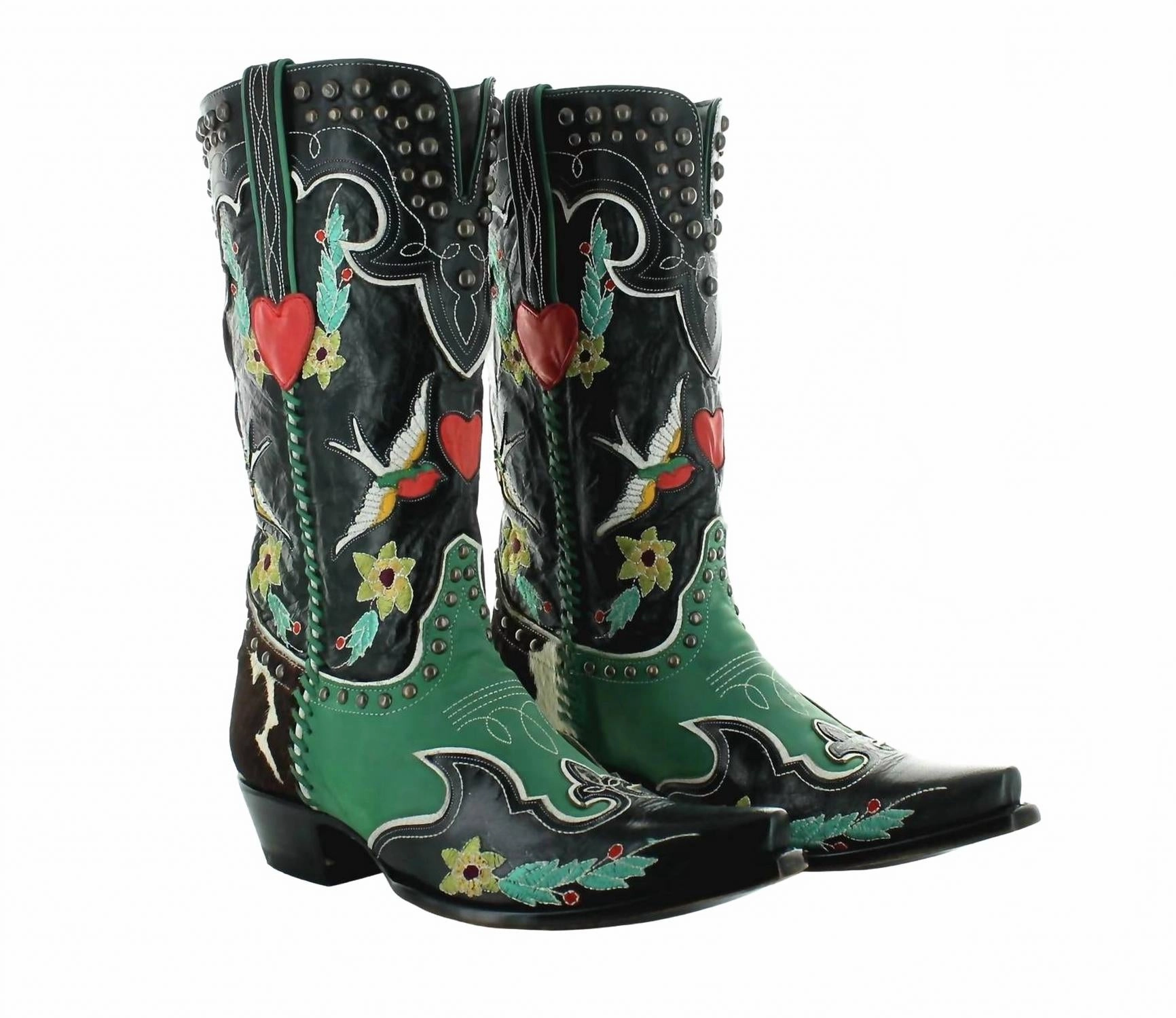 Women's Midnight Cowboy Boots In Black/ Turquoise