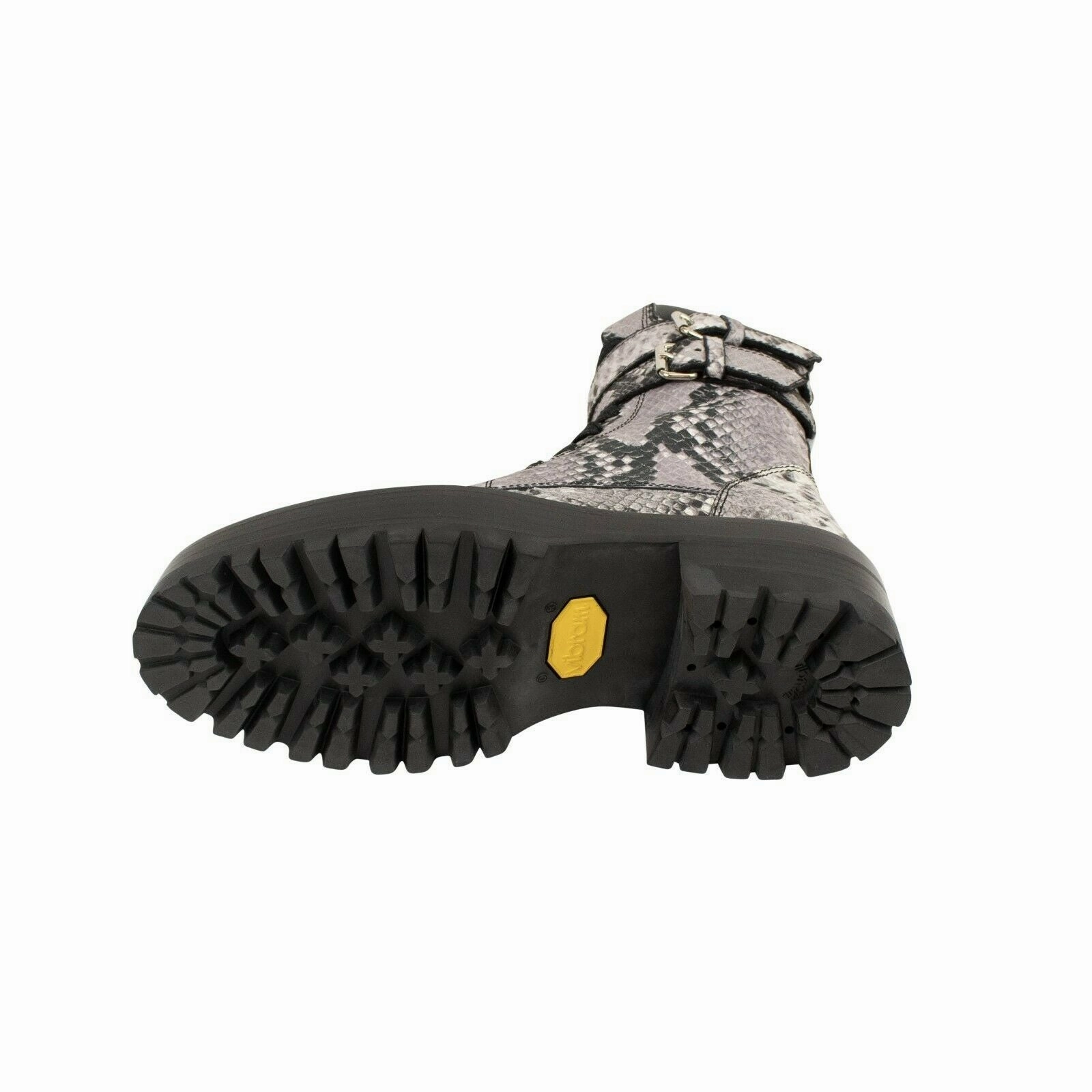 Women's Natural Embossed Snake Combat Boots