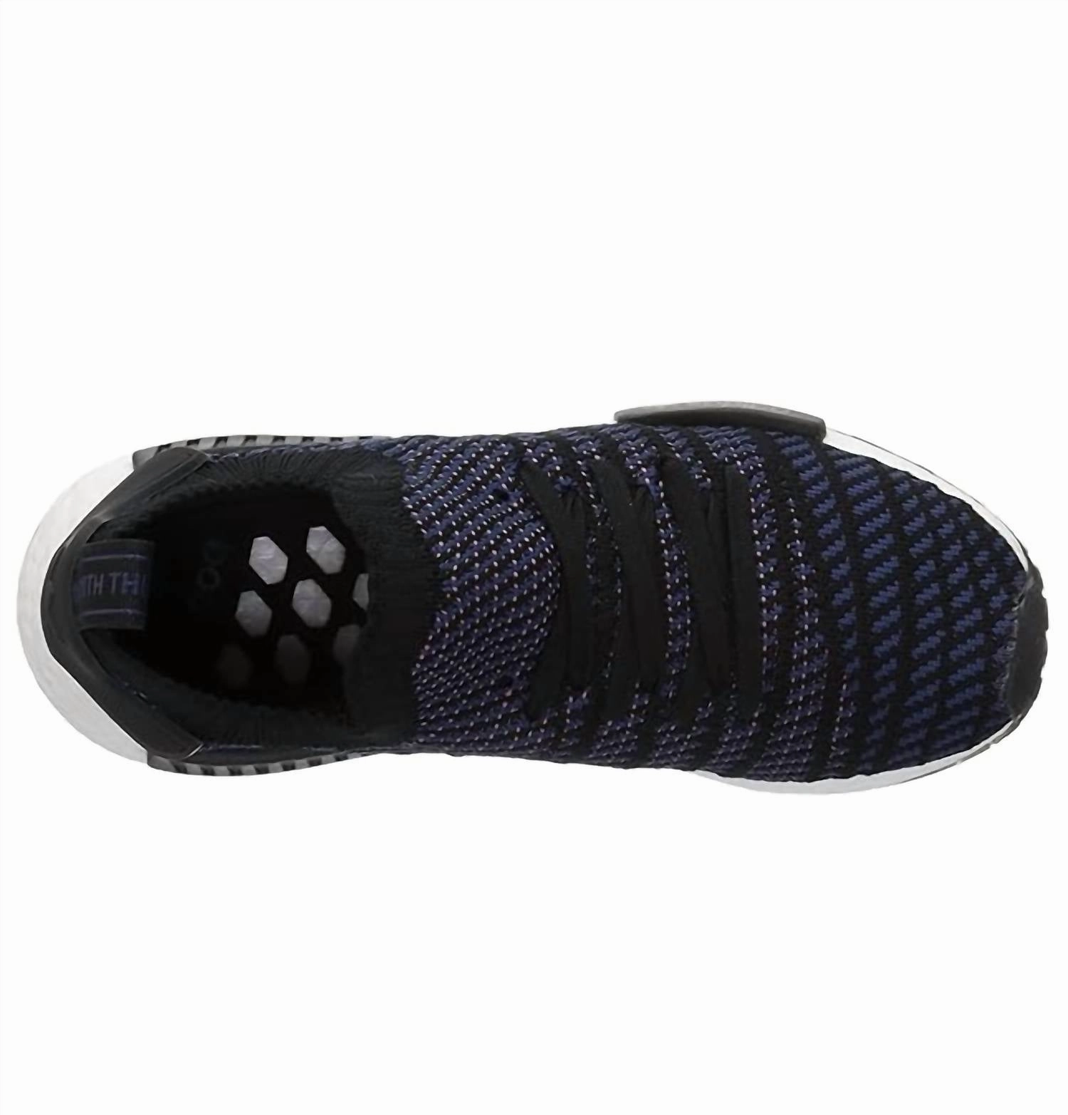 Women's Nmd R1 Stlt Primeknit Shoes In Core Black/ash Pink/noble Indigo