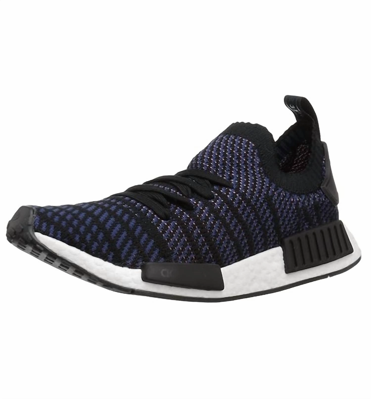 Women's Nmd R1 Stlt Primeknit Shoes In Core Black/ash Pink/noble Indigo
