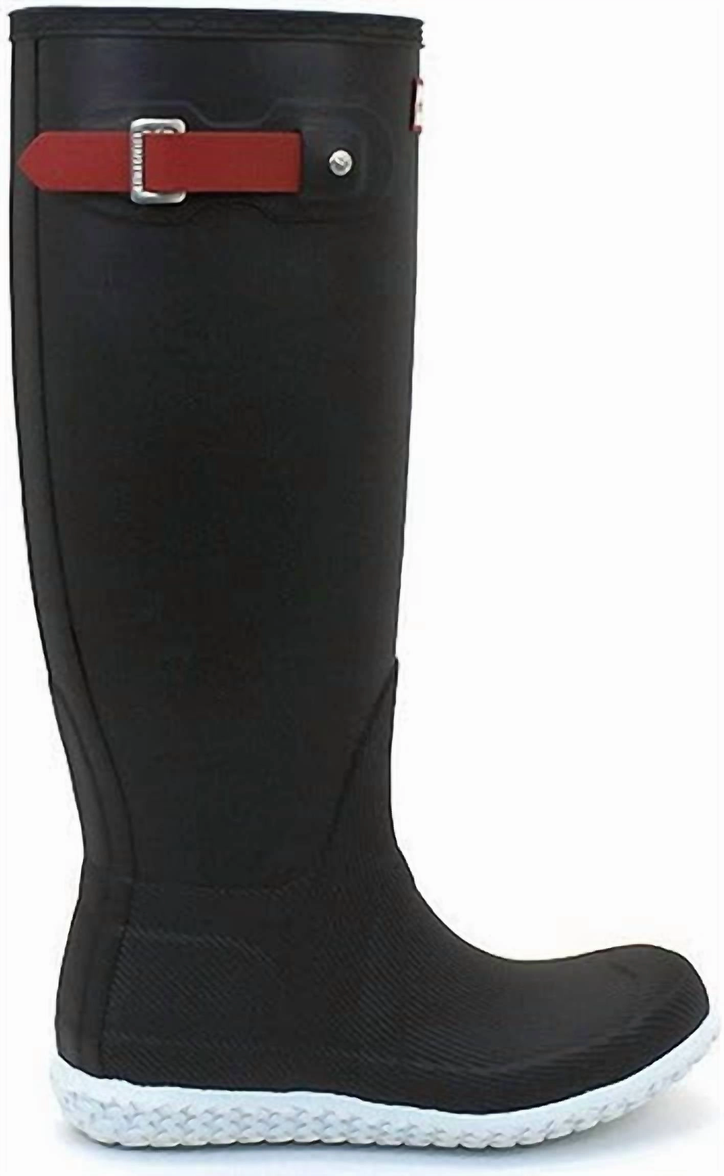 Women's Original Flat Heel Calendar Sole Tall Rain Boots In Black/hunter Red