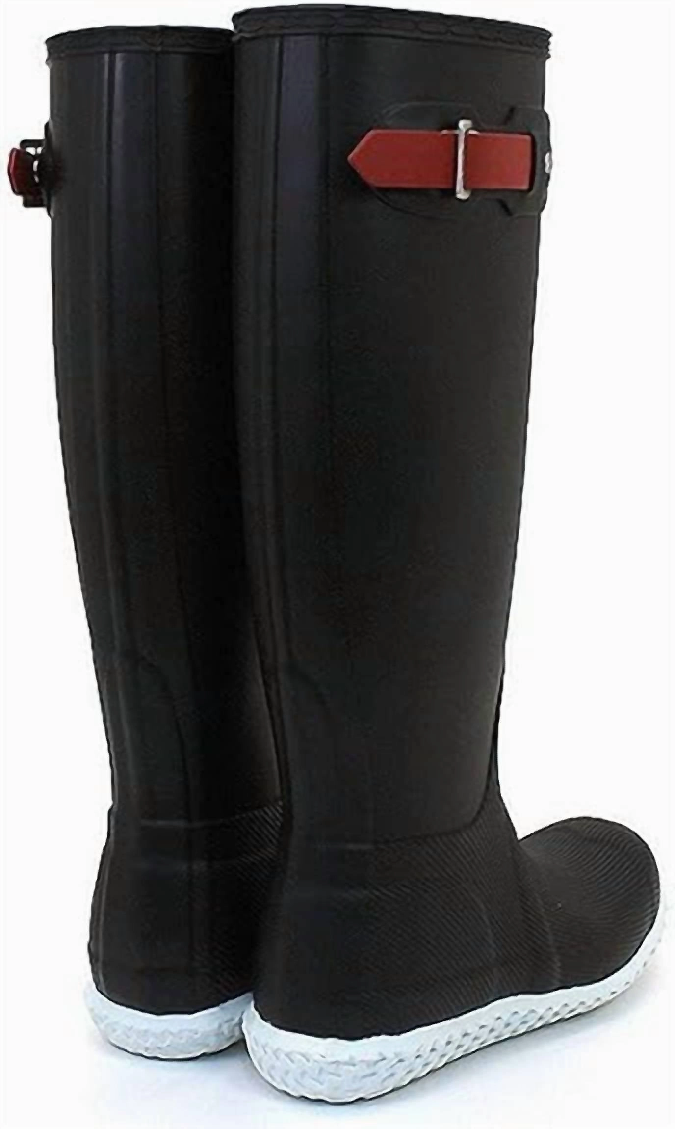 Women's Original Flat Heel Calendar Sole Tall Rain Boots In Black/hunter Red