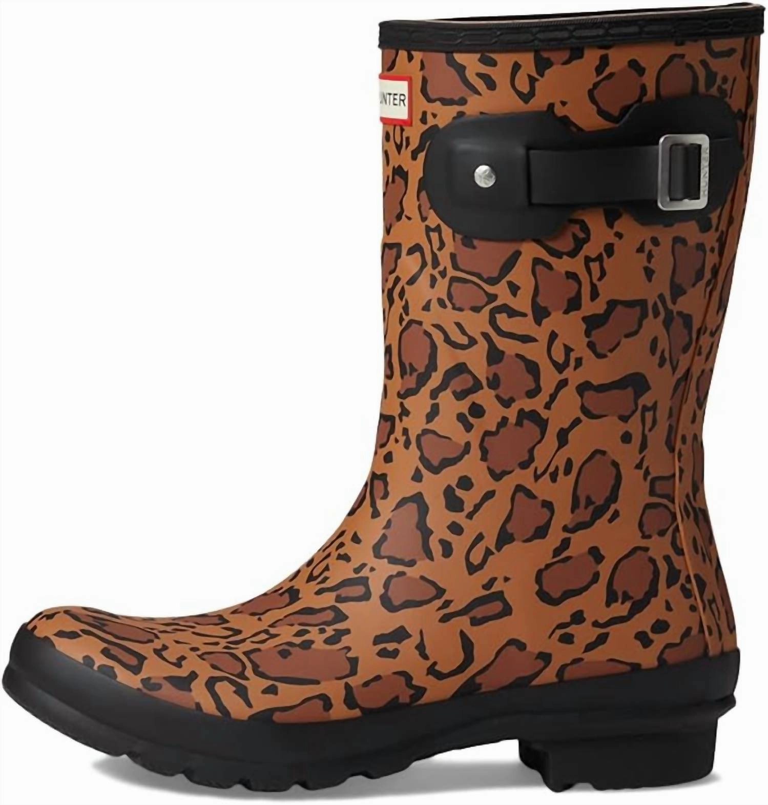 Women's Original Short Leopard Print Boots In Rich Tan/saddle/black