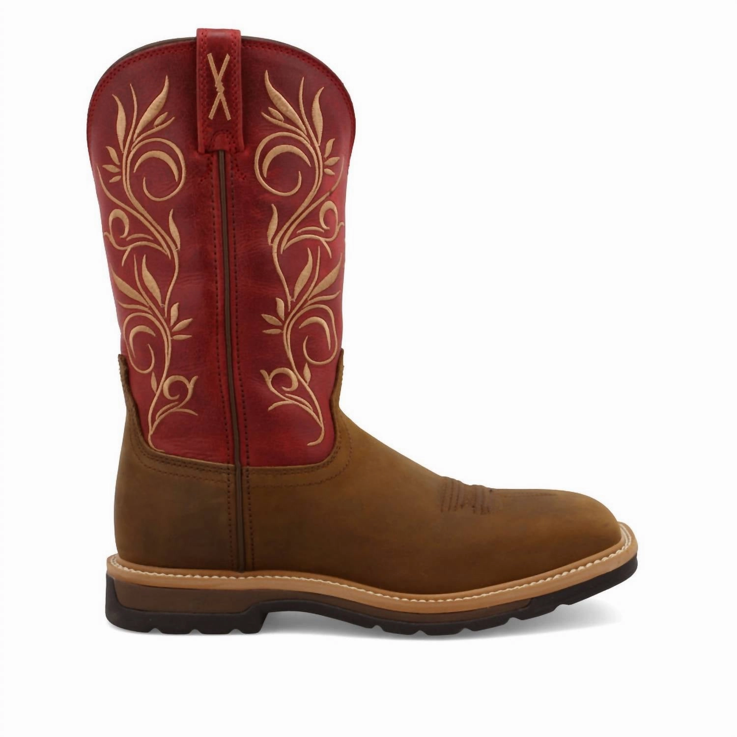 Women's Steel-Toe Pull-On Work Boot In Latigo/red
