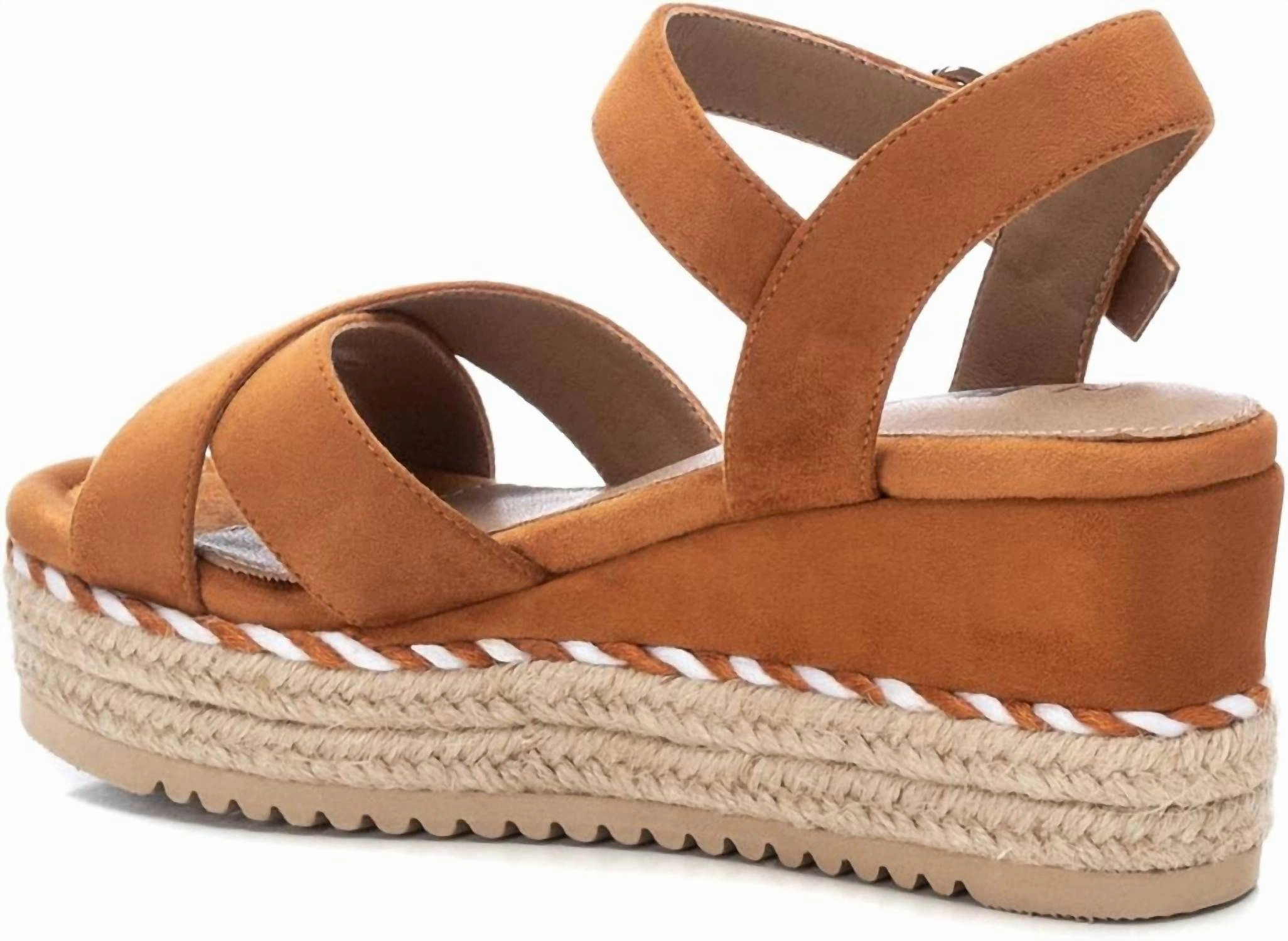 Women's Suede Wedge Sandals In Camel