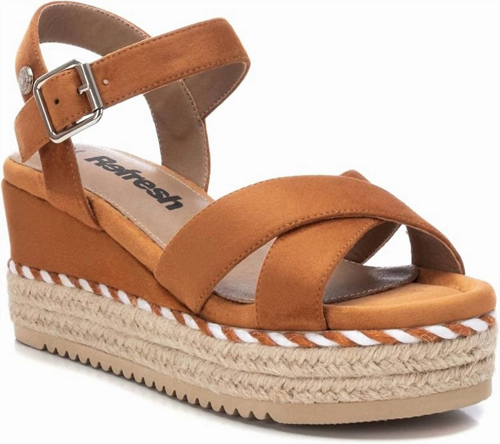 Women's Suede Wedge Sandals In Camel