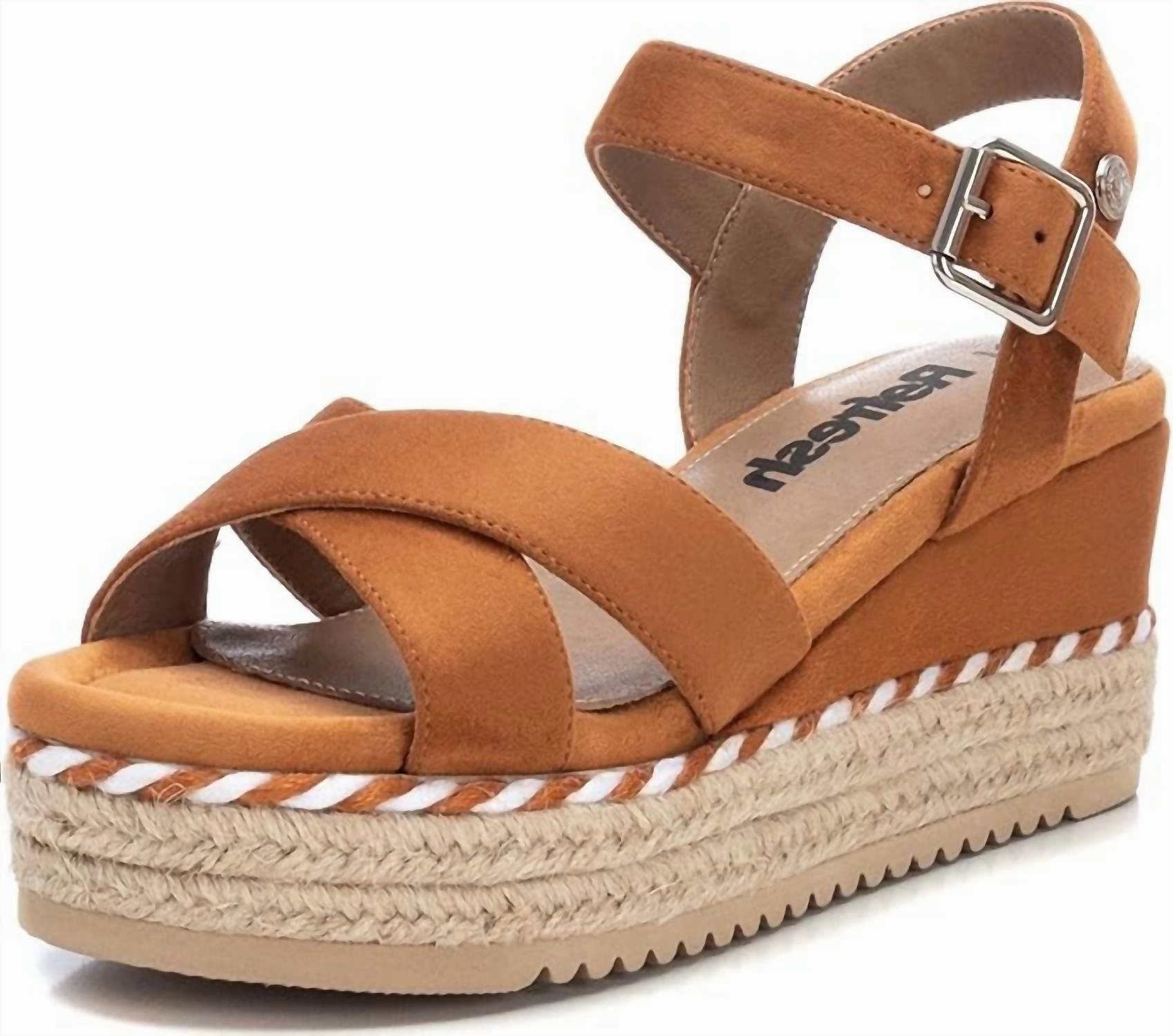 Women's Suede Wedge Sandals In Camel