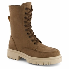 Women's Tall Combat Boots In Camel Comfortable Womens Boots low price