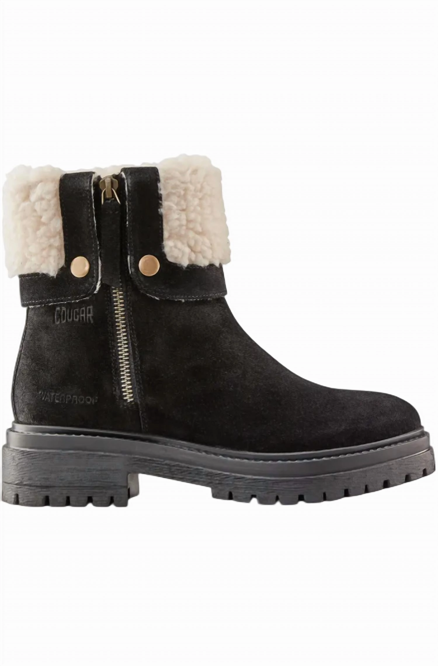 Women's Vigo Faux Shearling Cuff Waterproof Boot In Black Womens Winter & Rain Boots online