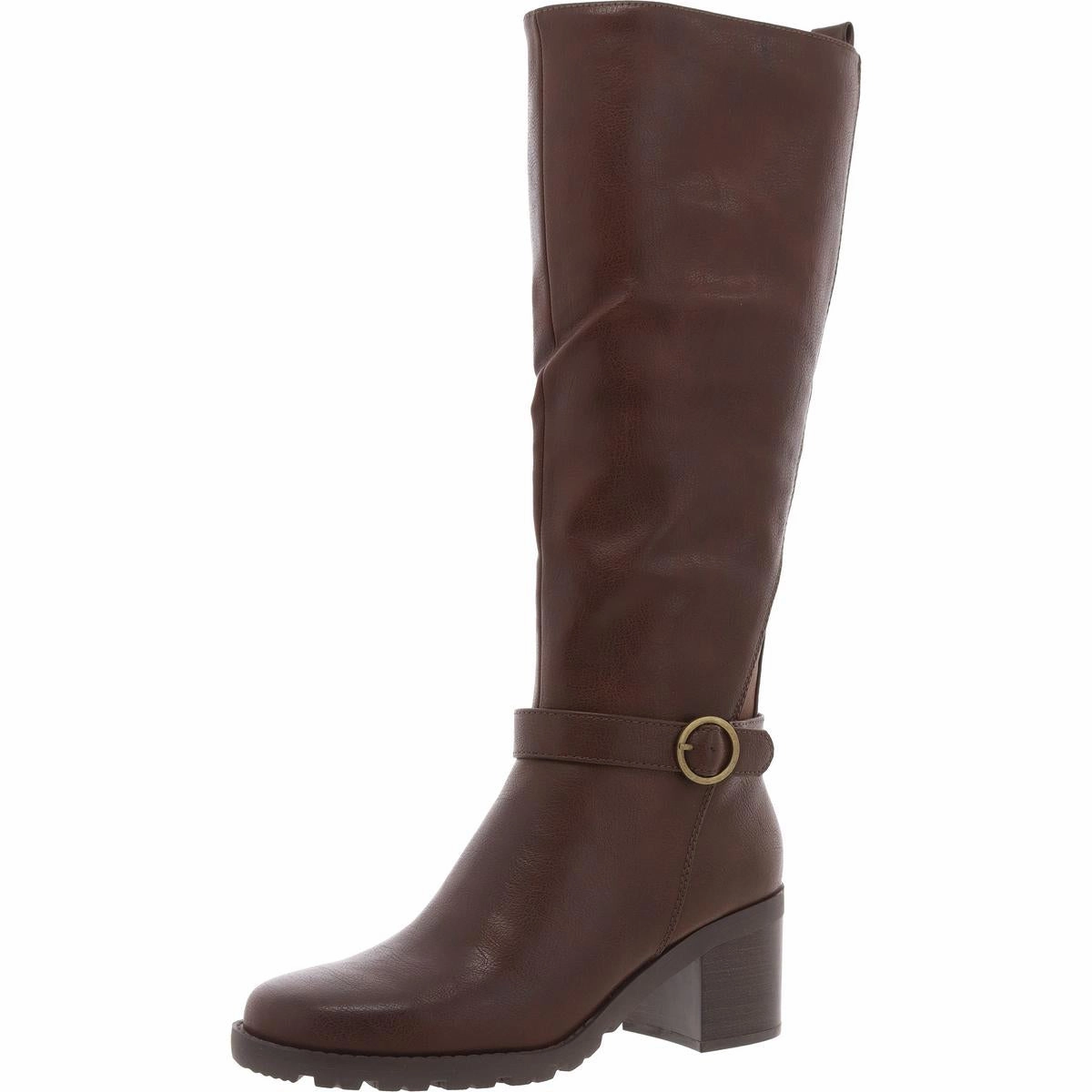 Womens Block Heel Manmade Knee-High Boots