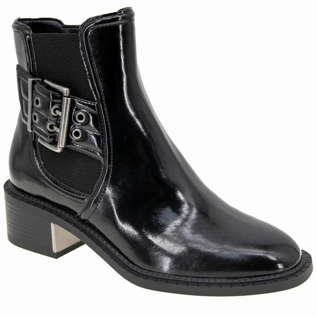 Womens Buckle Man Made Motorcycle Boots