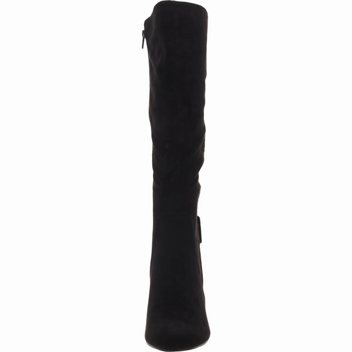 Womens Buckle Round Toe Knee-High Boots