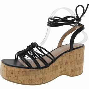 Womens Cork Faux Leather Lace-Up Womens Sandals discount online