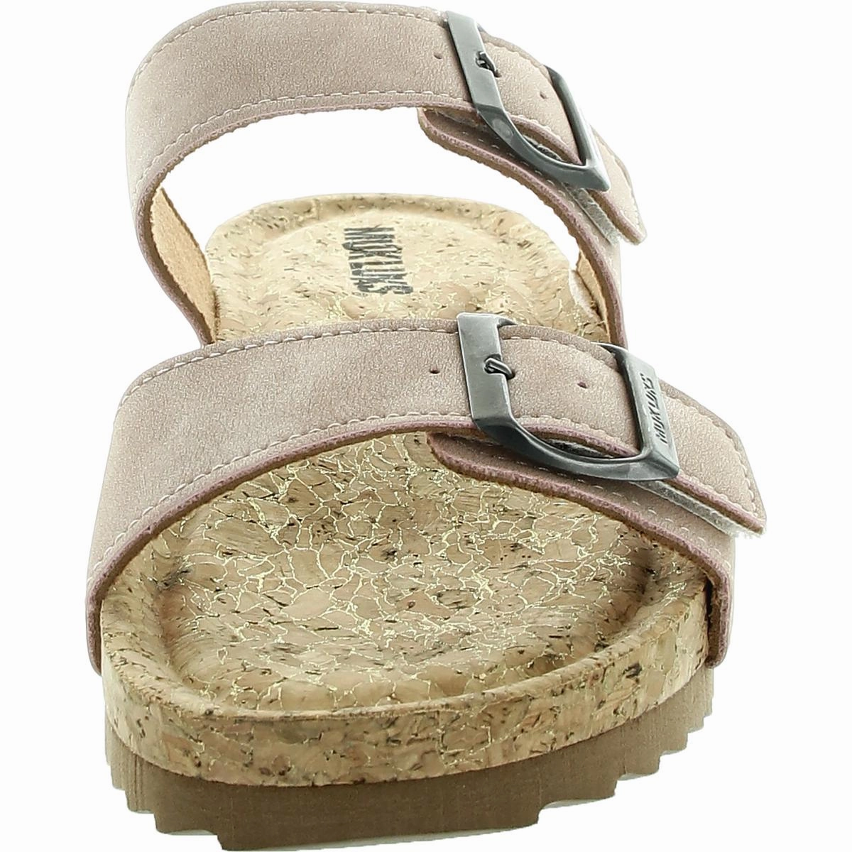 Womens Cork Faux Leather Slide Sandals