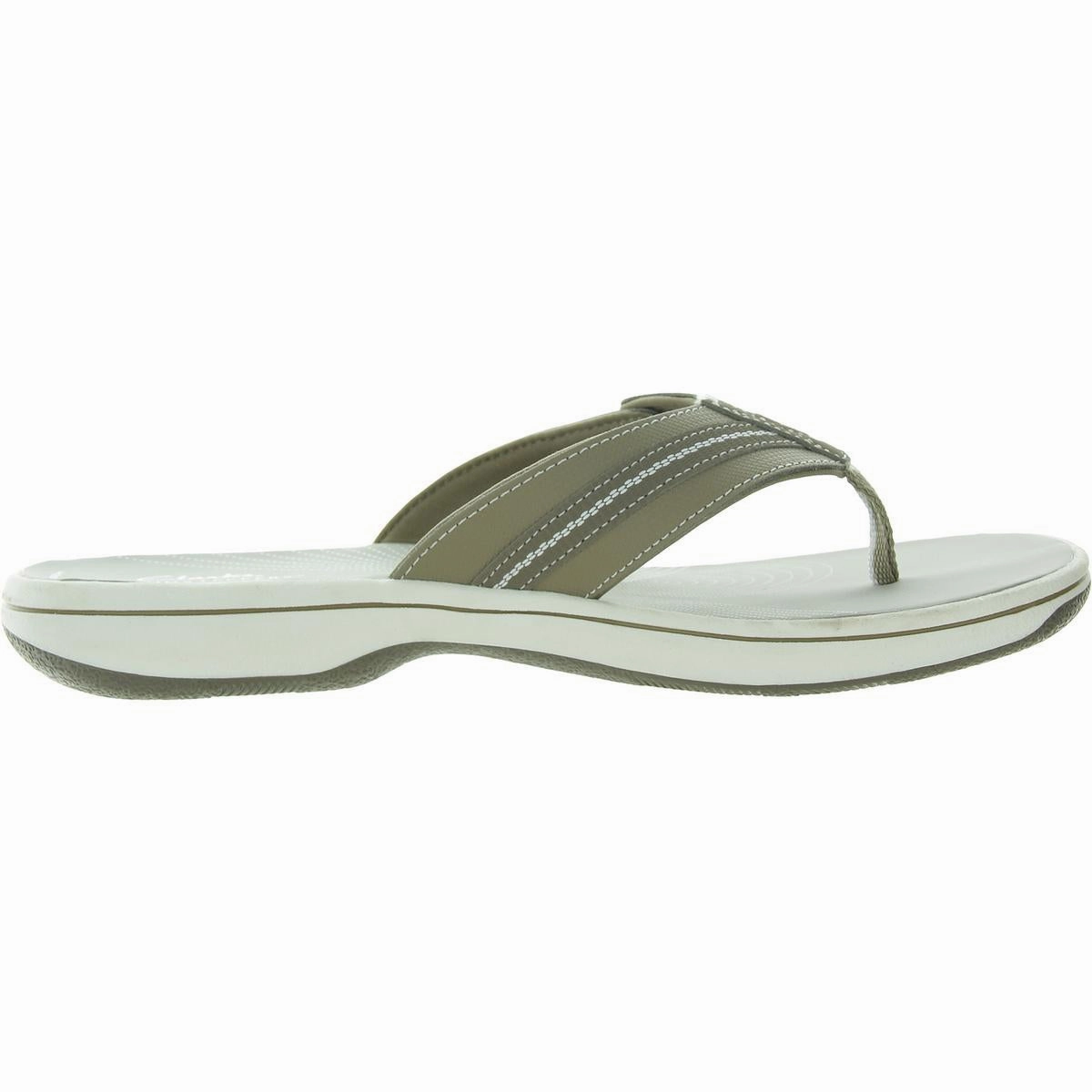 Womens Cushioned Footbed Faux Leather Flip-Flops