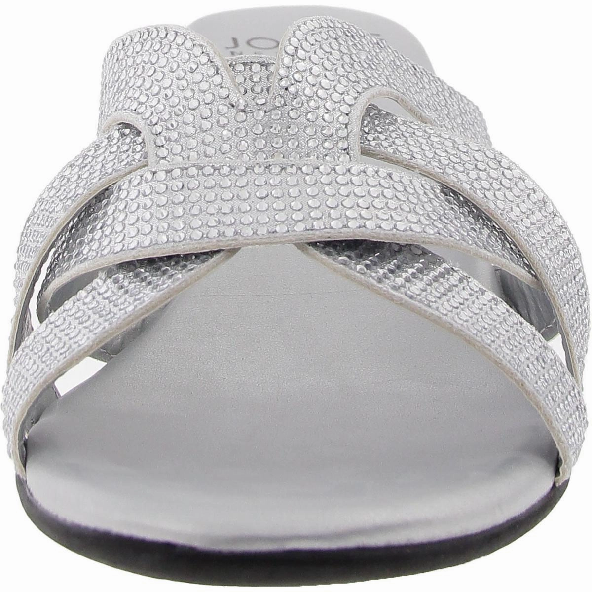 Womens Embellished Manmade Slide Sandals