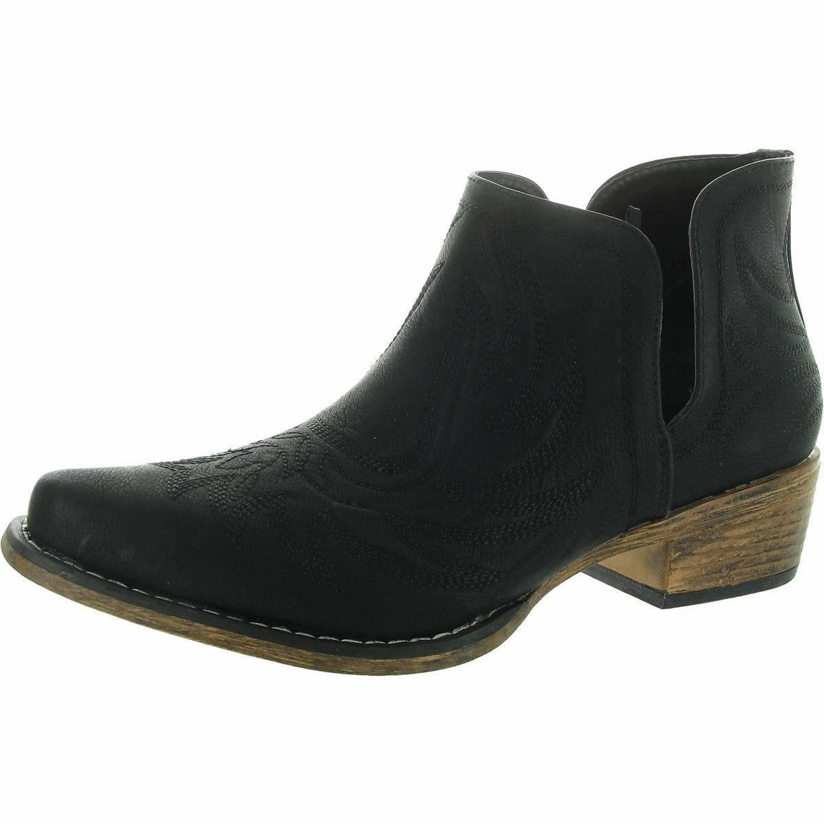 Womens Embroidered Faux Leather Shooties Womens Winter Boots promo deal