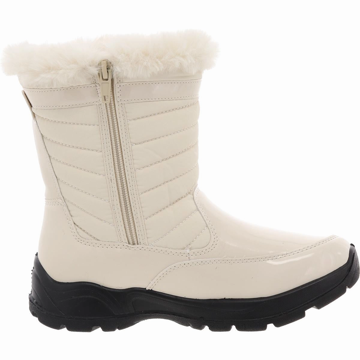 Womens Faux Fur Patent Booties