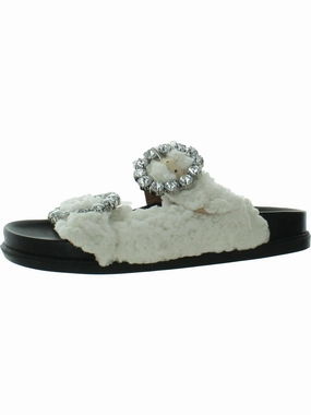 Womens Faux Fur Rhinestone Slide Sandals Cheap Womens Sandals for sale