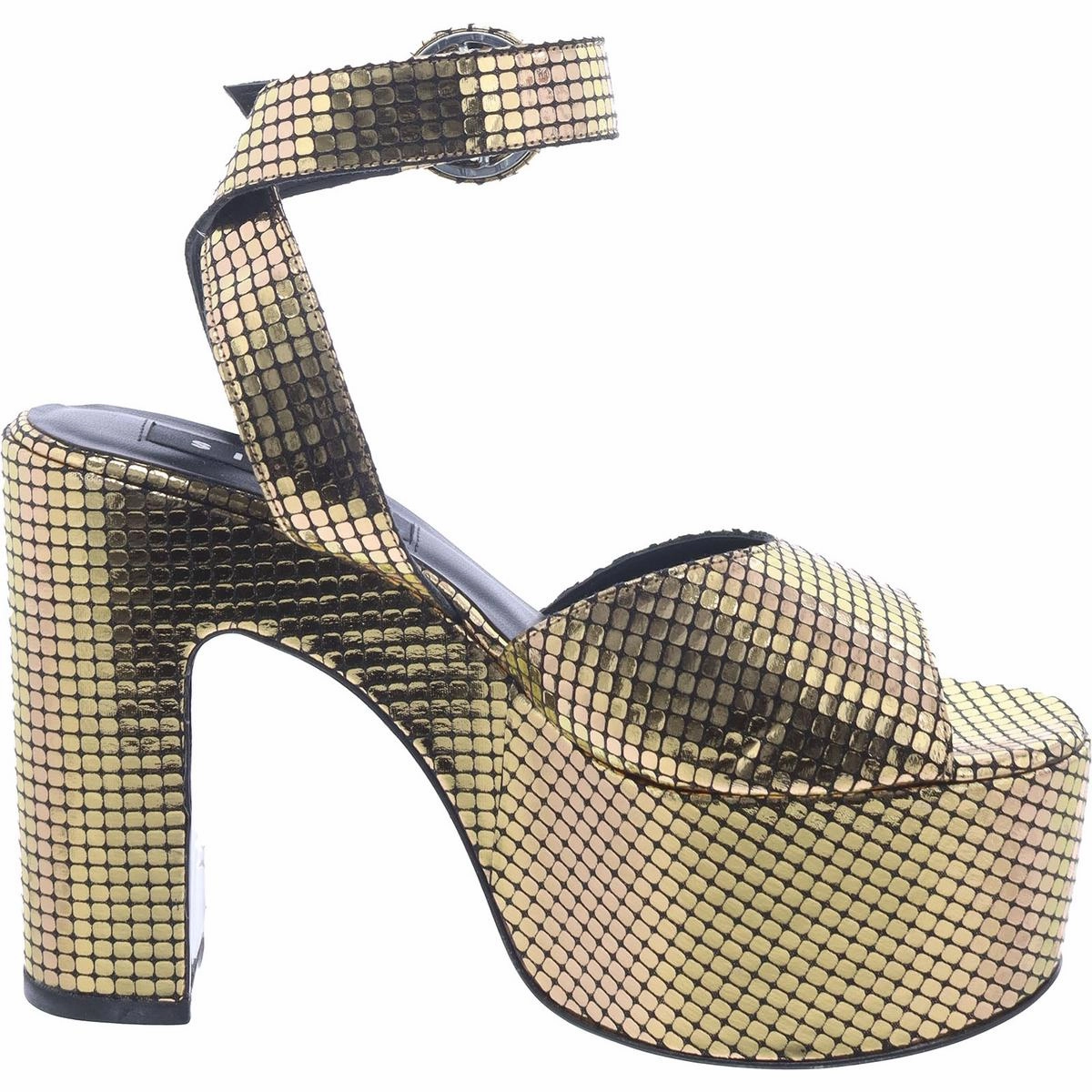 Womens Faux Leather Adjustable Block Heel
