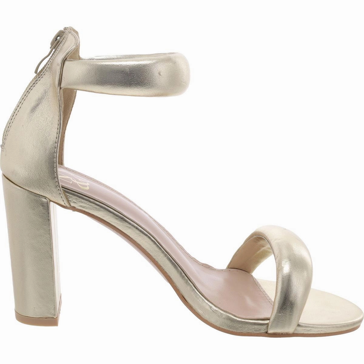 Womens Faux Leather Ankle Strap Block Heel