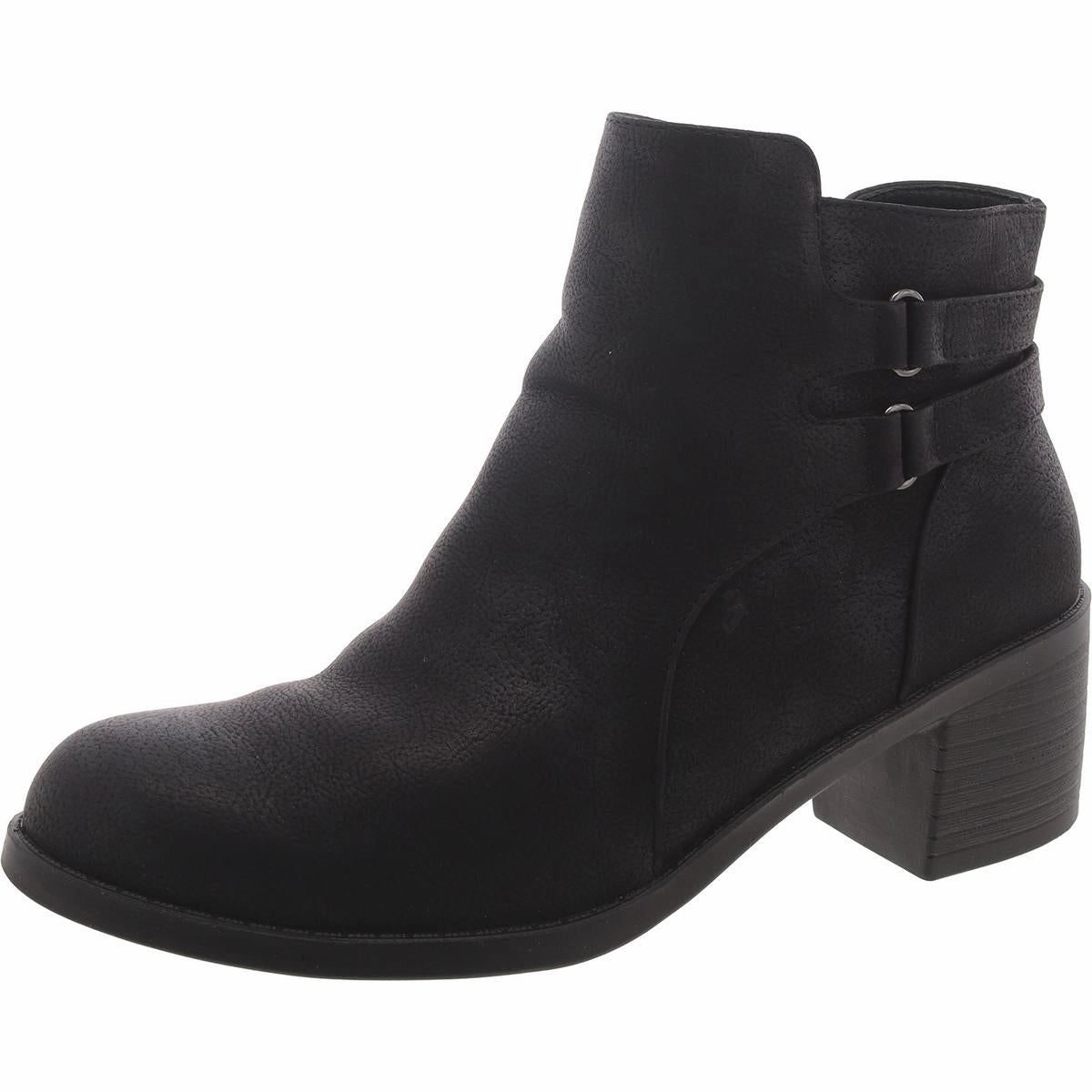 Womens Faux Leather Casual Ankle Boots