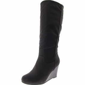 Womens Faux Leather Embossed Knee-High Boots High-quality Womens Boots discount