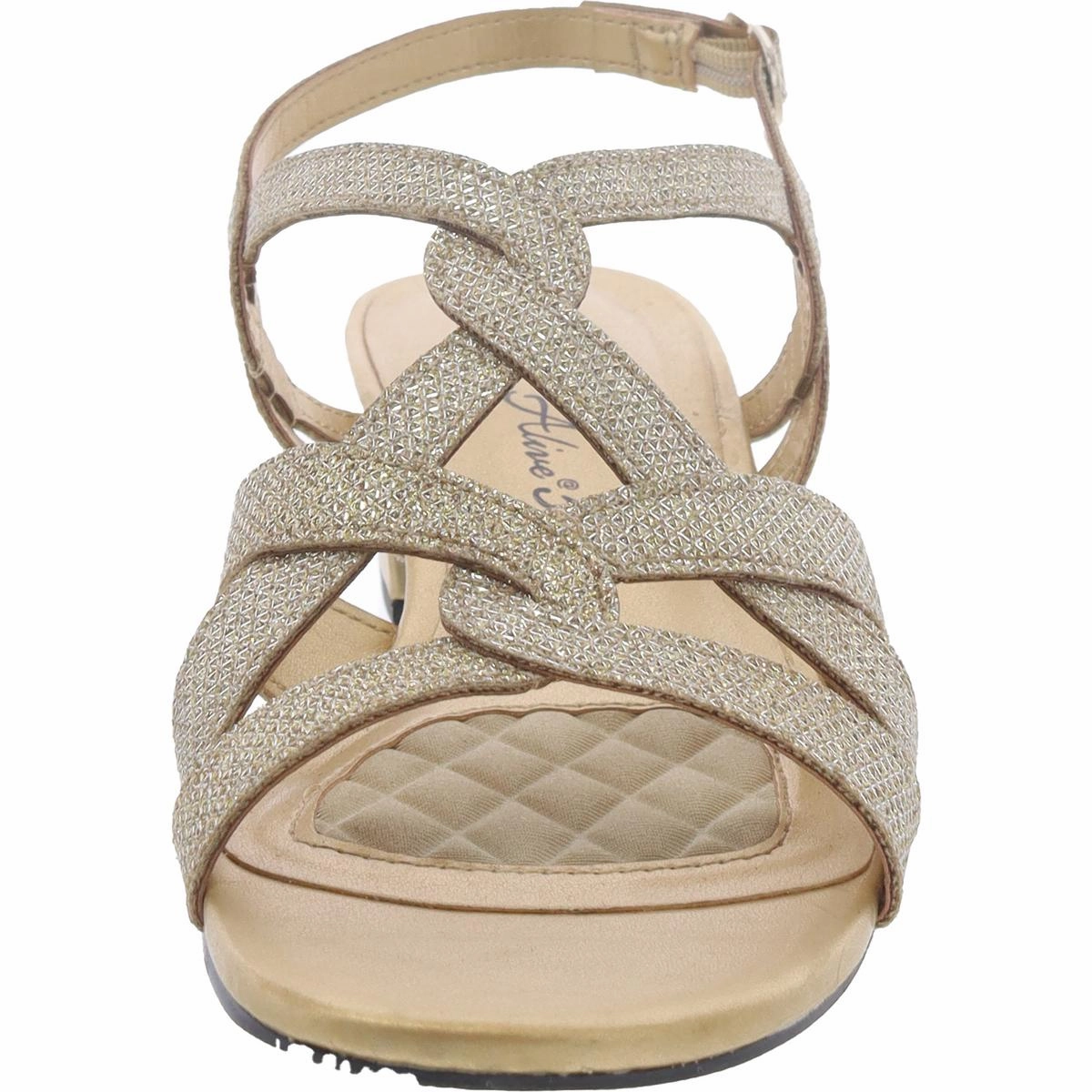 Womens Faux Leather Glitter Slingback Sandals