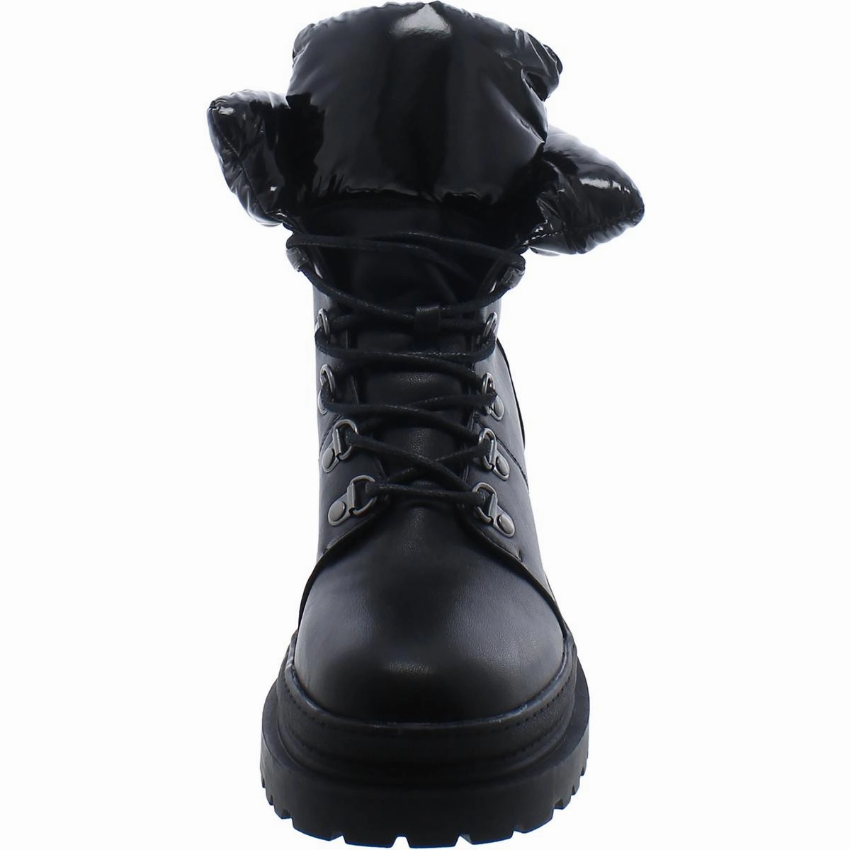 Womens Faux Leather Lug Sole Combat & Lace-Up Boots