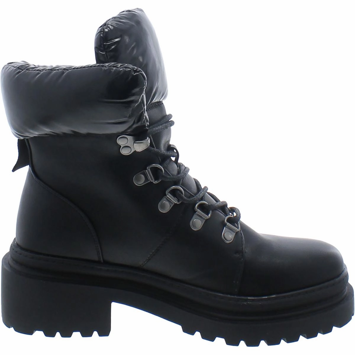 Womens Faux Leather Lug Sole Combat & Lace-Up Boots