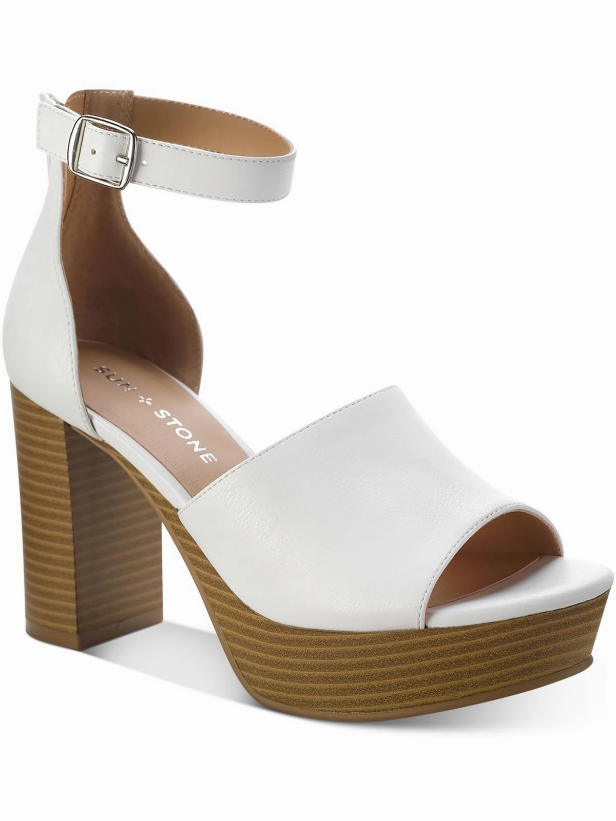 Womens Faux Leather Open Toe Heels