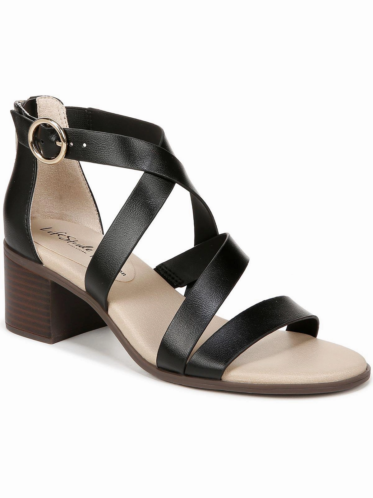 Womens Faux Leather Slip On Block Heel