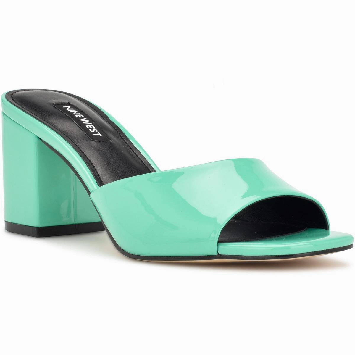 Womens Faux Leather Slip On Block Heel