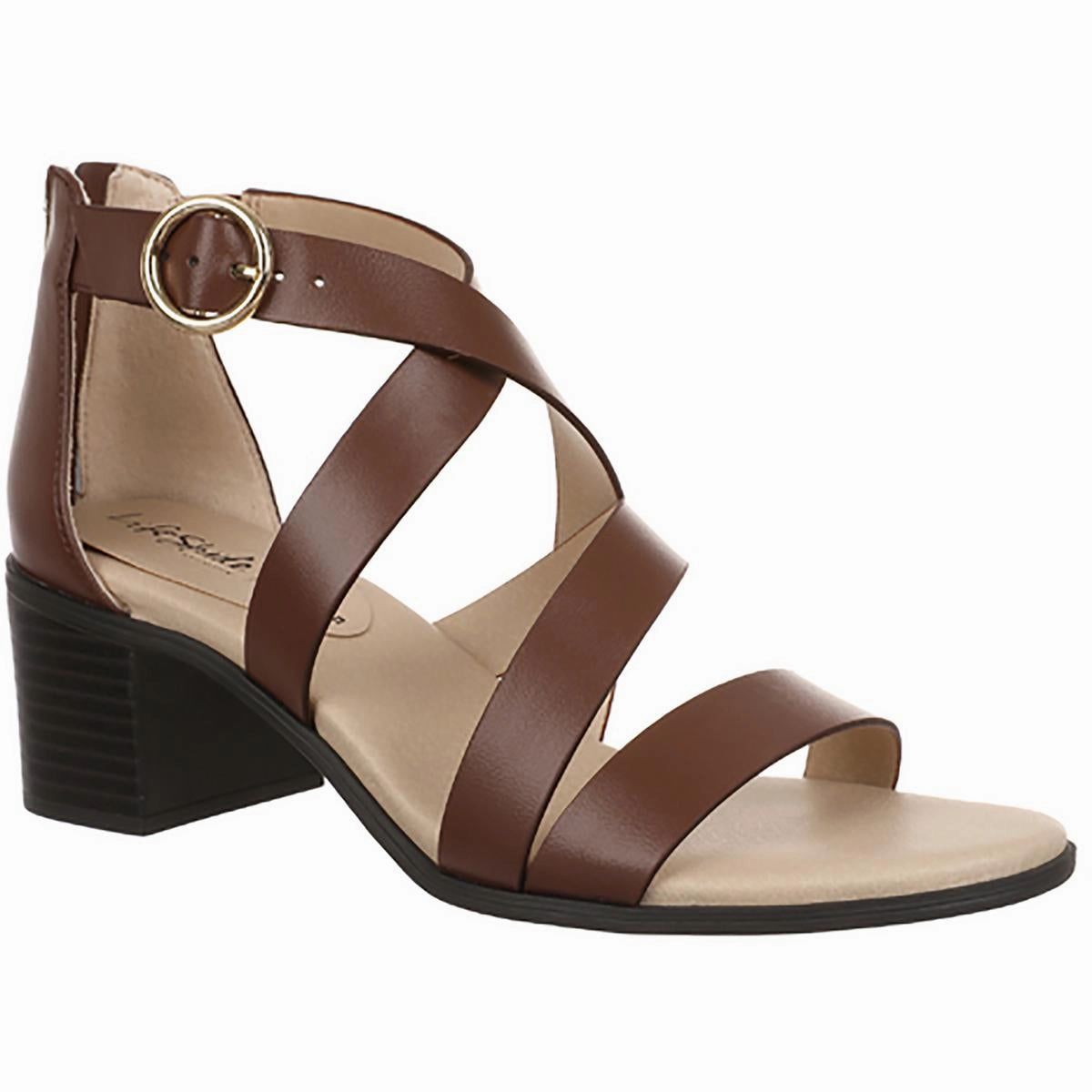 Womens Faux Leather Slip On Block Heel