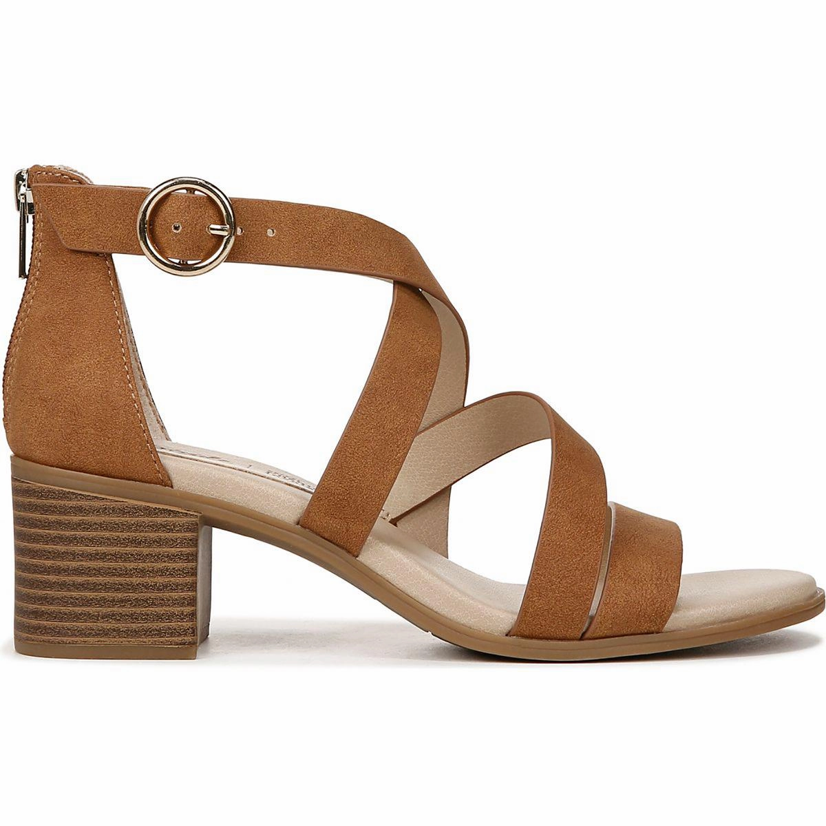 Womens Faux Leather Slip On Block Heel