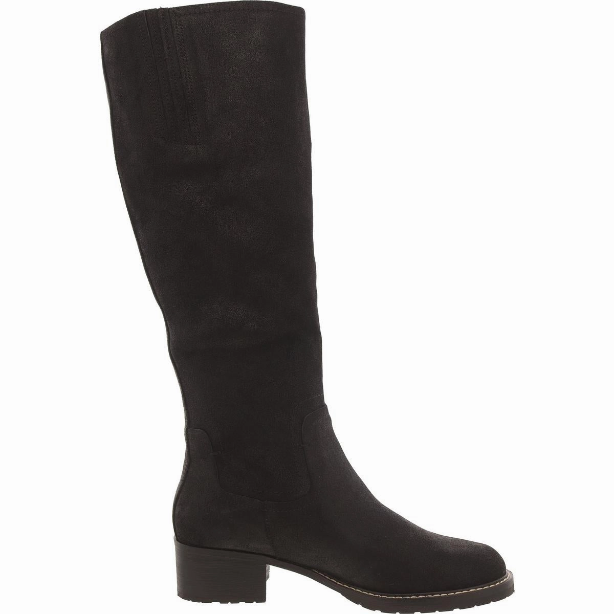 Womens Faux Suede Block Heel Knee-High Boots