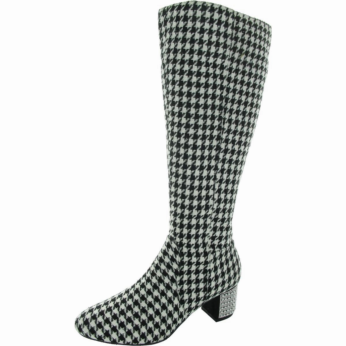 Womens Houndstooth Knee-High Boots