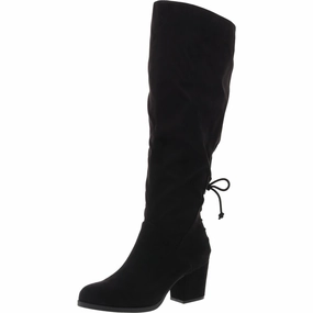 Womens Lace-Up Faux Suede Knee-High Boots Discount Boots for Women