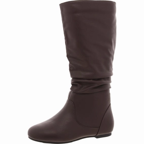 Womens Laceless Faux Leather Knee-High Boots Womens Winter Boots promo deal