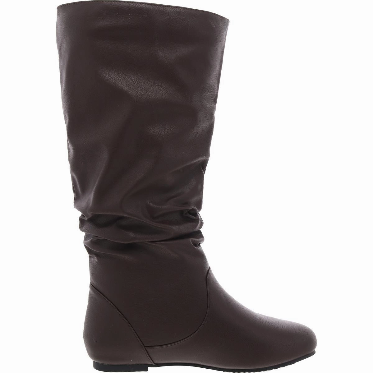 Womens Laceless Faux Leather Knee-High Boots