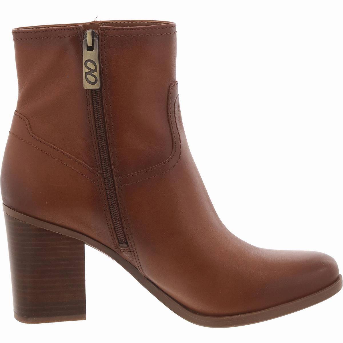 Womens Leather Zipper Booties