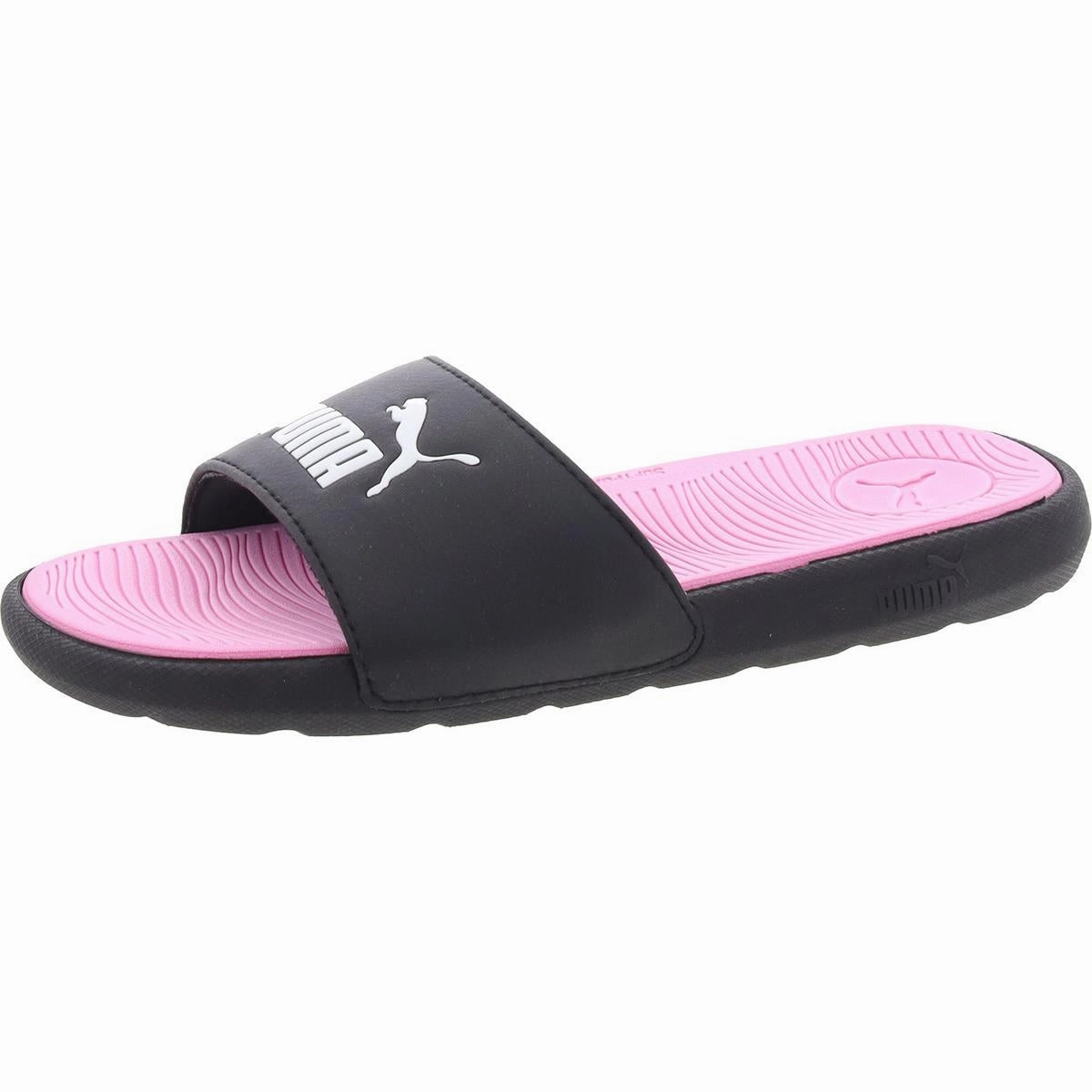 Womens Padded Insole Faux Leather Slide Sandals
