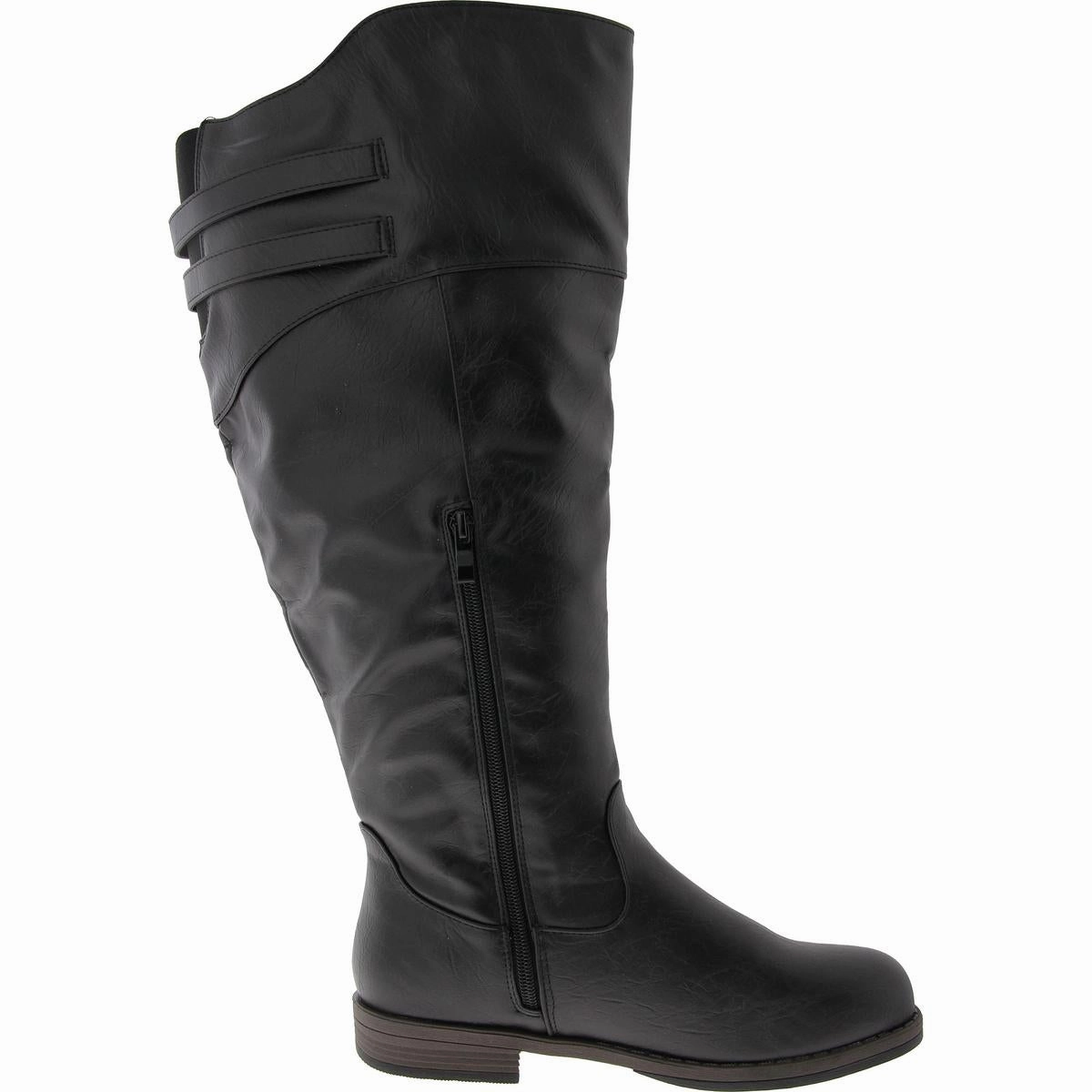 Womens Pull On Zipper Knee-High Boots
