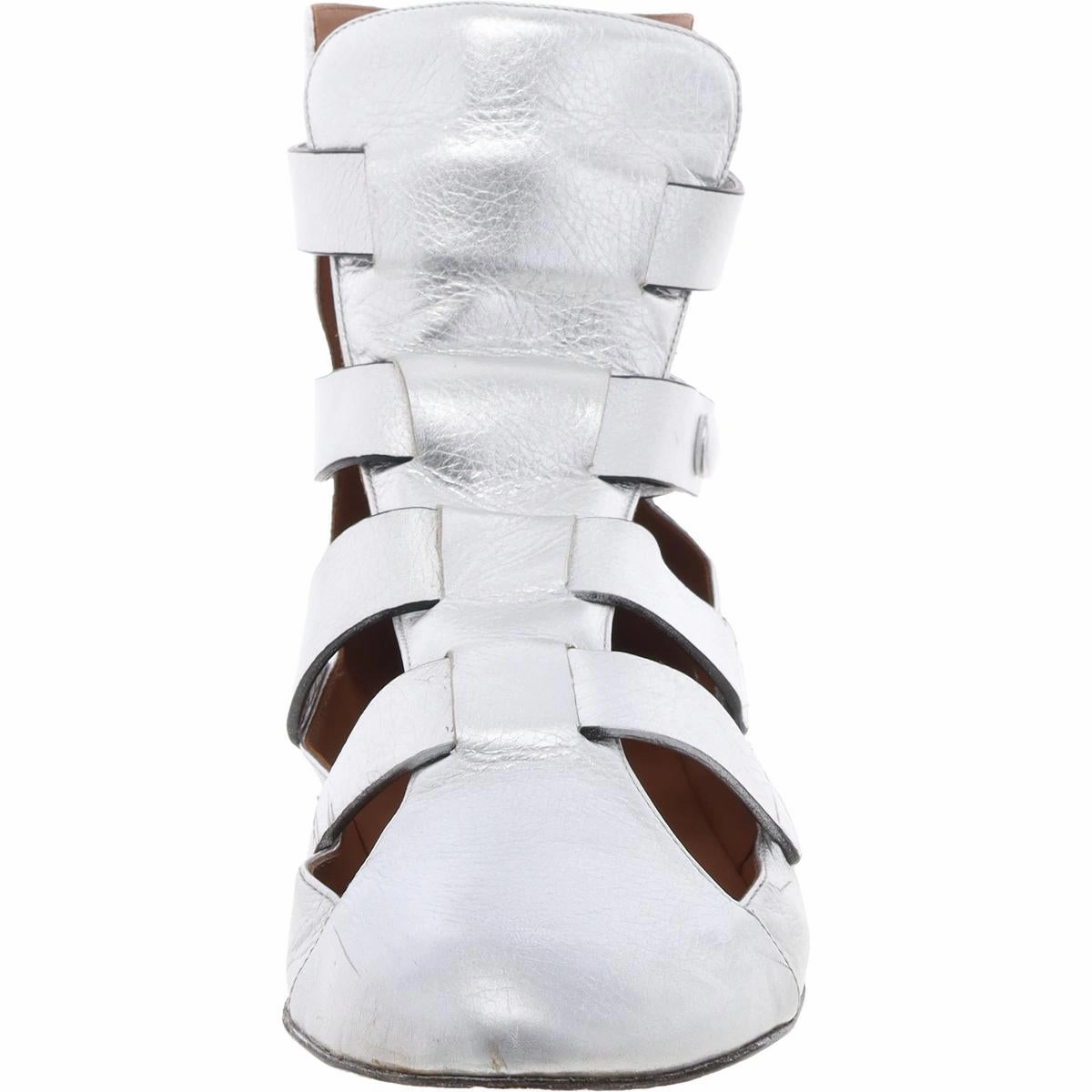 Womens Strappy Leather Ankle Boots
