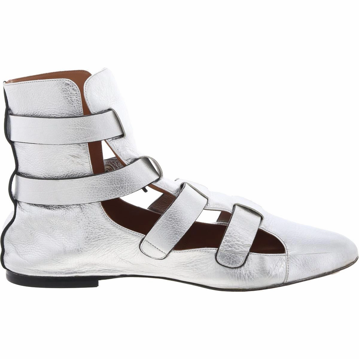 Womens Strappy Leather Ankle Boots