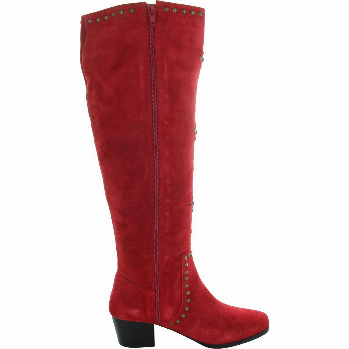 Womens Studded Leather Knee-High Boots