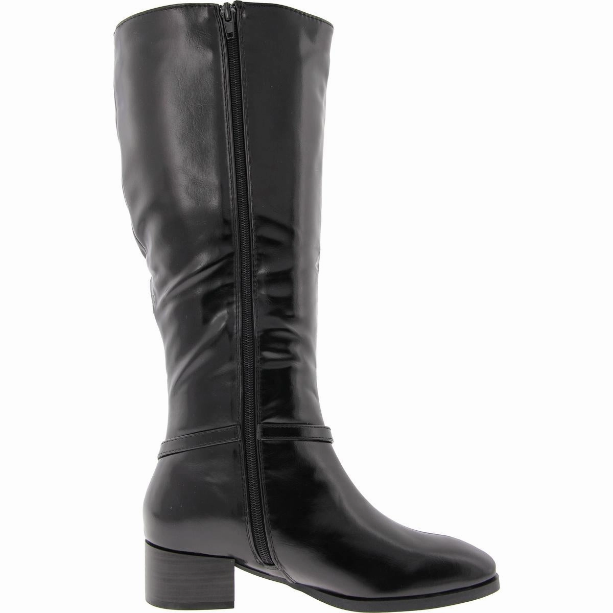 Womens Wide Calf Faux Leather Knee-High Boots