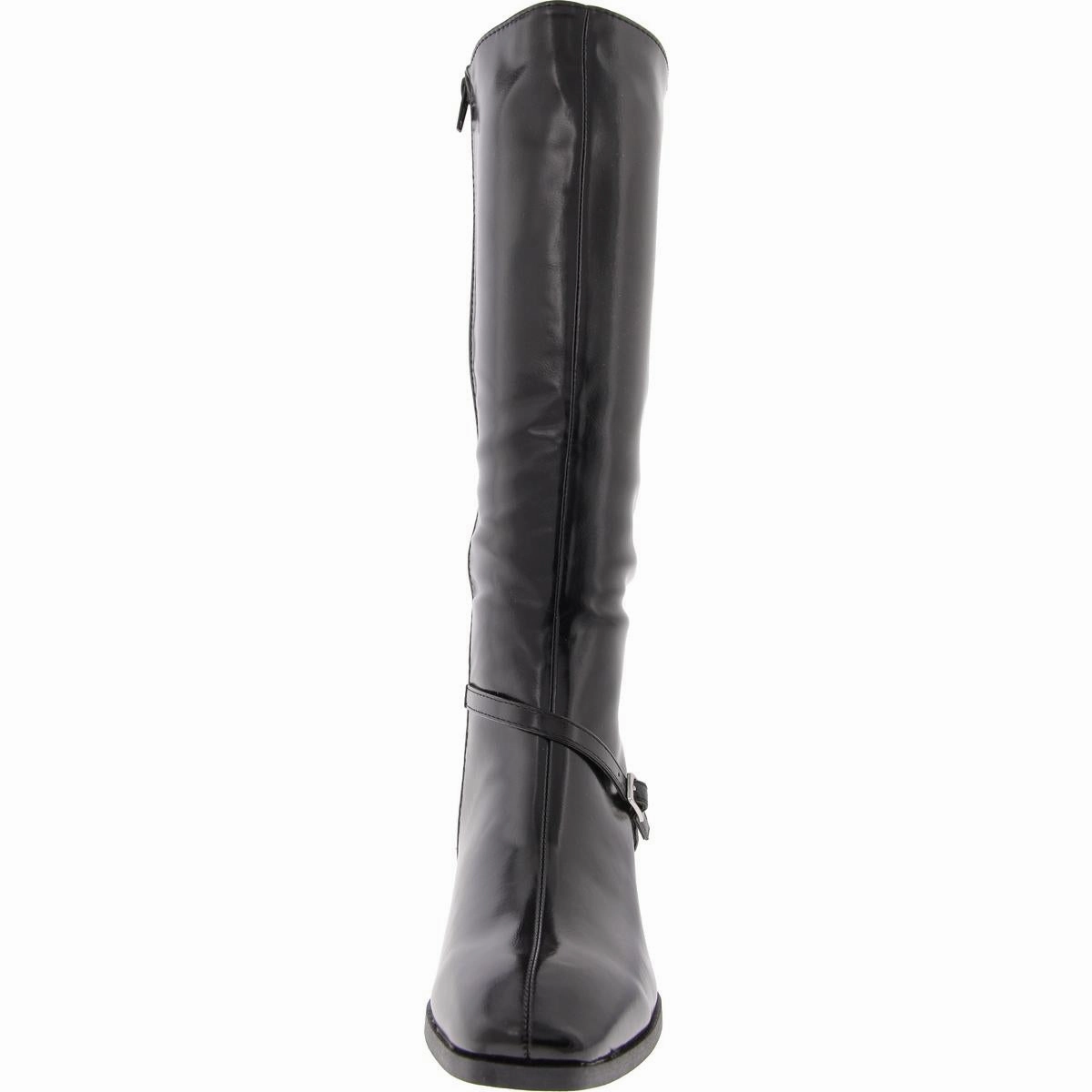 Womens Wide Calf Faux Leather Knee-High Boots